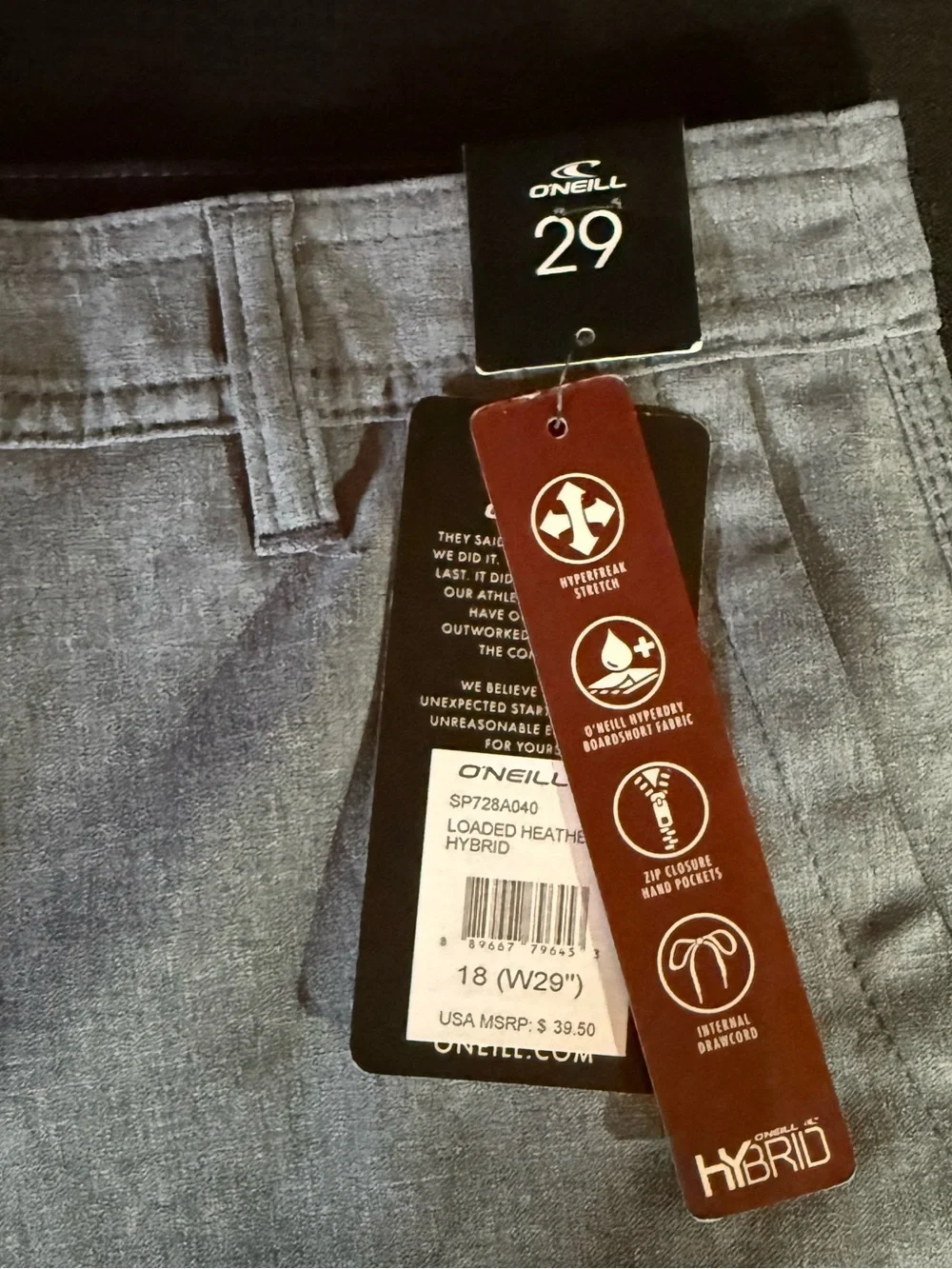 O'Neill Men's Light Heather Blue Hybrid Shorts